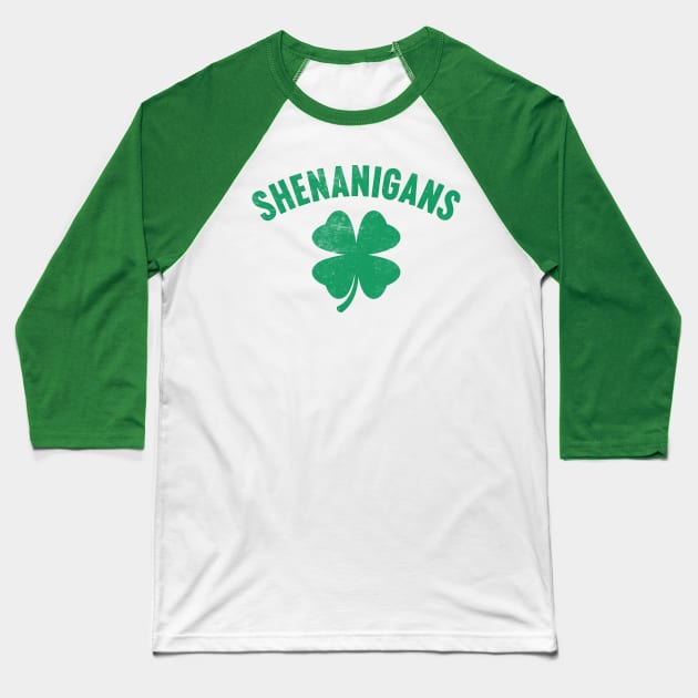 Shenanigans Shamrock St. Patrick's Day Baseball T-Shirt by Luluca Shirts